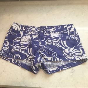 Lilly Pulitzer blue and white shorts.
